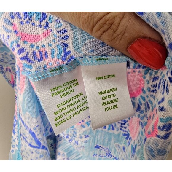 NWT Lilly Pulitzer S Etta V-Neck Top Blue Ibiza Now you Sea Me Preppy T-shirt - Picture 5 of 6
